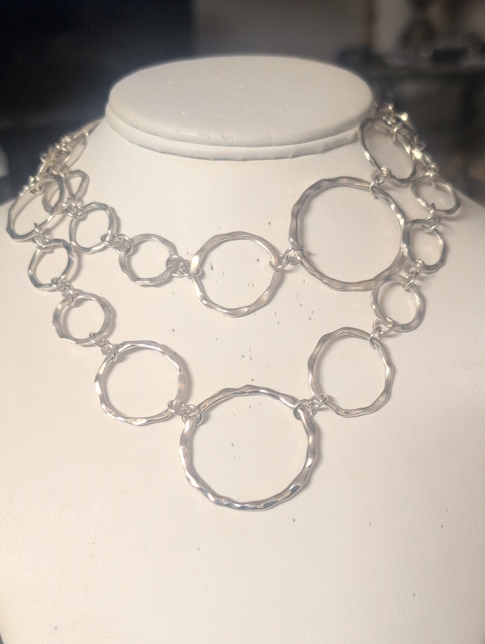 Silver Multi-Ring Statement Necklace